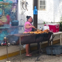 Grilled, chicken, street, vendor